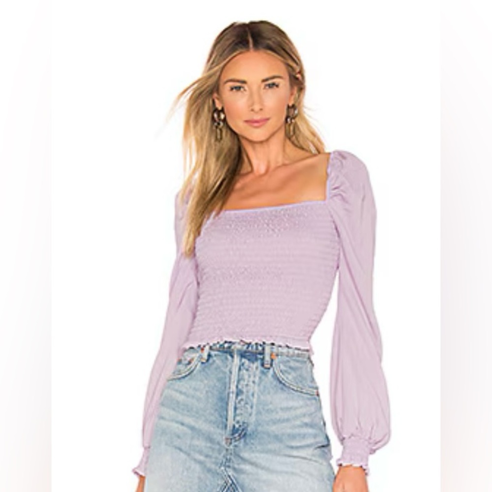 Superdown lavender smocked top